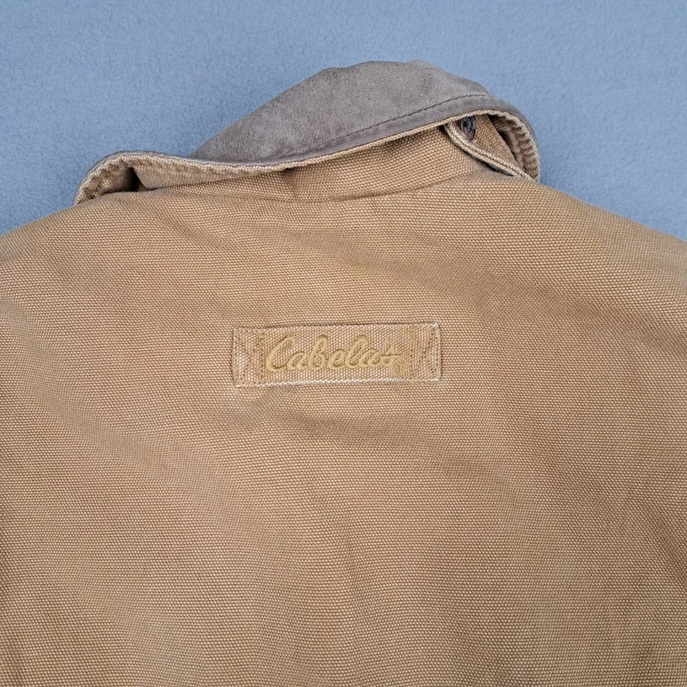 Cabelas Duck Canvas Blanket Lined Jacket Womens Medium Leather Collar Chore Coat - Picture 16 of 16